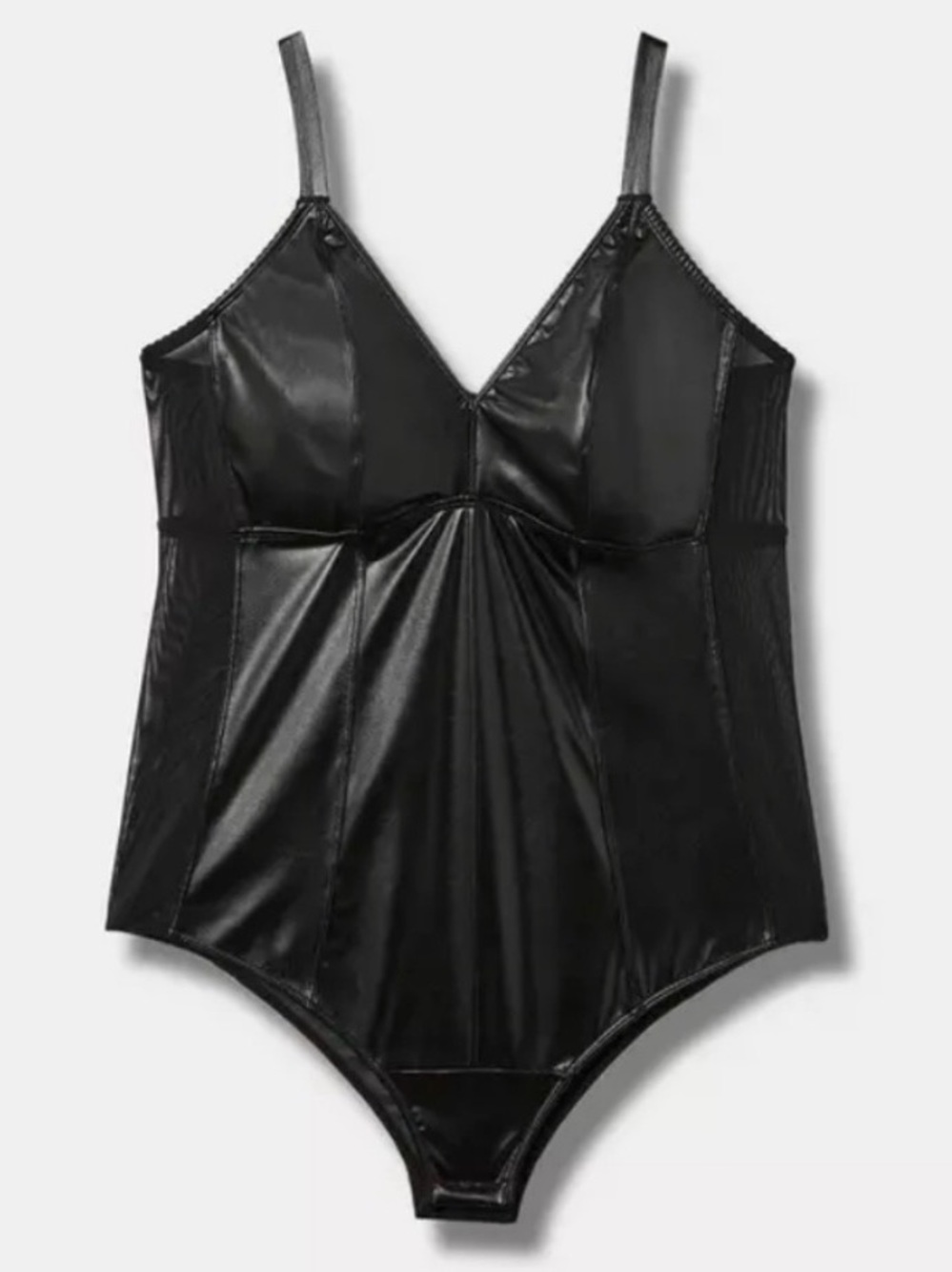 Torrid Curve Black Faux Leather / Pleather V-Neck Bodysuit - Women Intimates